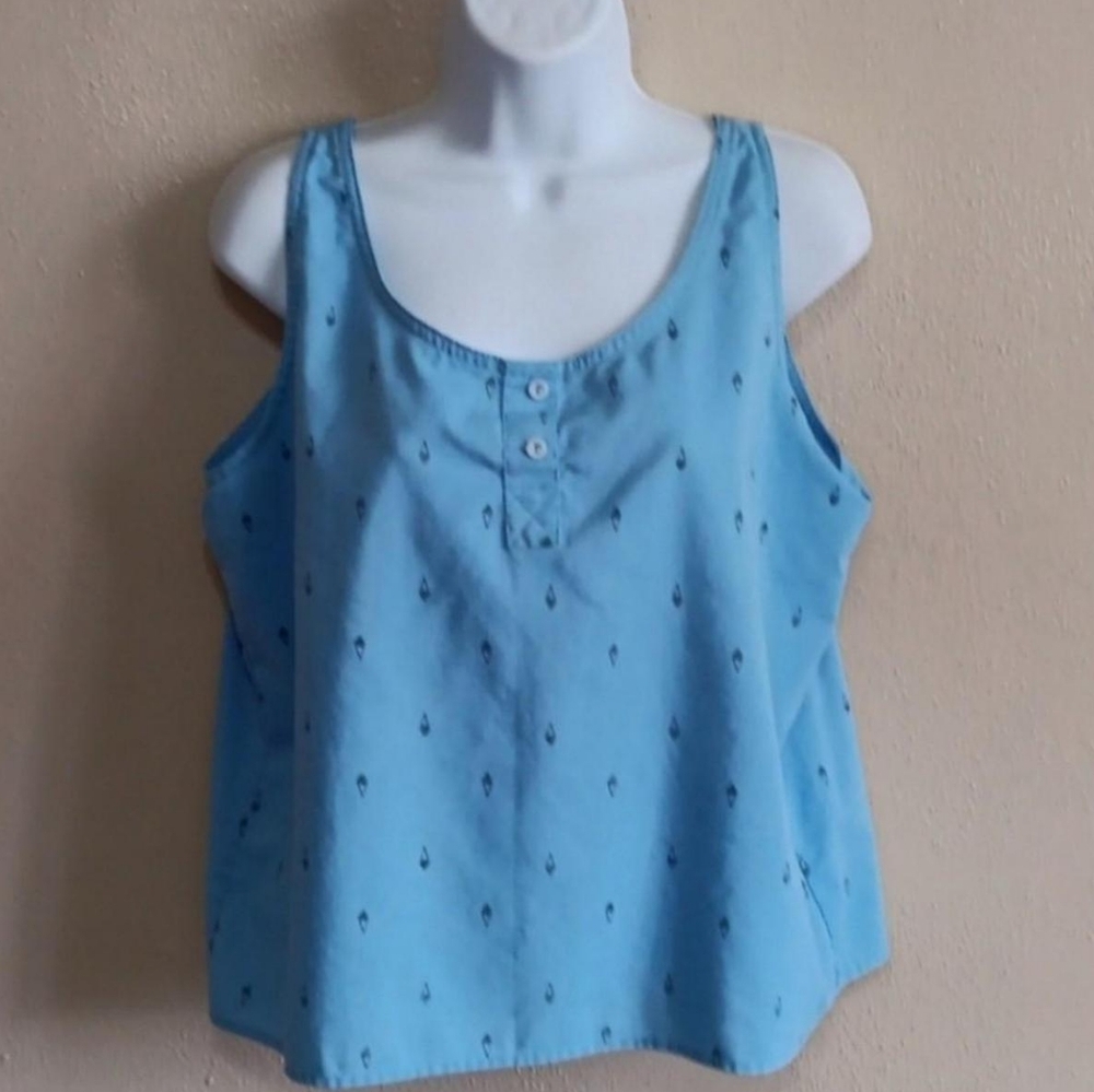 Vintage Blue Sailboat Print Tank Top, Women's Large,  Summer, Casual Code - Picture 2 of 7